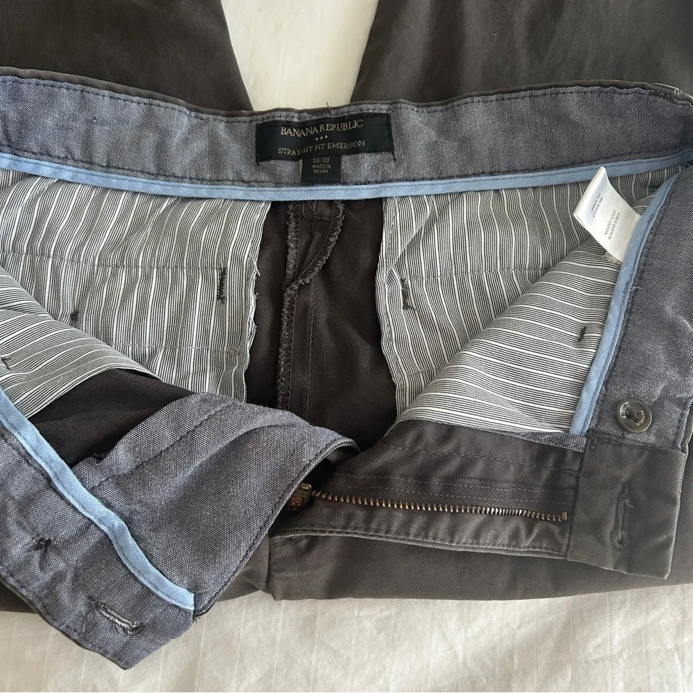 Banana Republic Men's Straight Fit Emerson Chino Sharp Grey Size 30x30